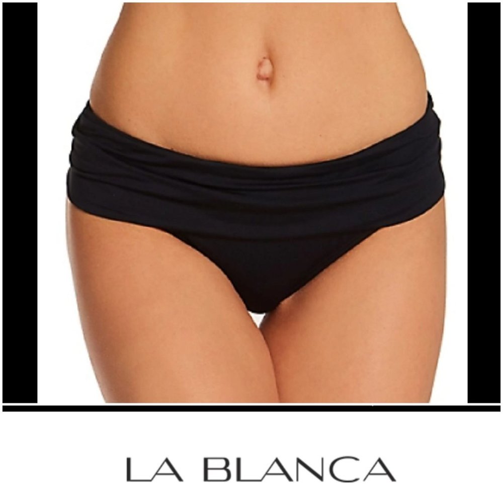 La Blanca Black Swim Bikini Bottoms Size 14 NWT